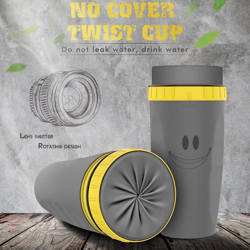 No Cover Twist Cup Travel Portable Cup Double Insulation Tumbler Straw Sippy Water Bottles Portable For Children Adults 2