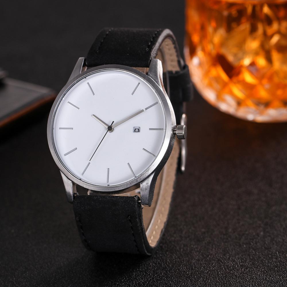 Men watch Fashion Business Large Dial Watch For Men's Matte Belt Simple Quartz Wrist Watch Men clock 4