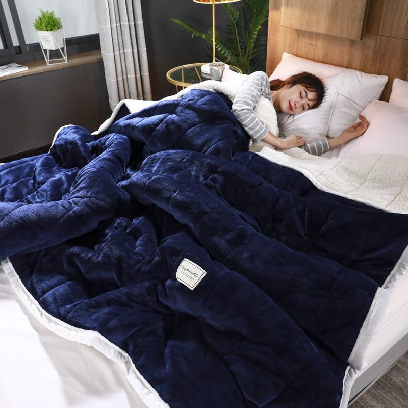 Fleece Blankets And Throws Thick Warm Winter Blankets Home Super Soft Duvet Luxury Solid Blankets On Twin Bedding 13