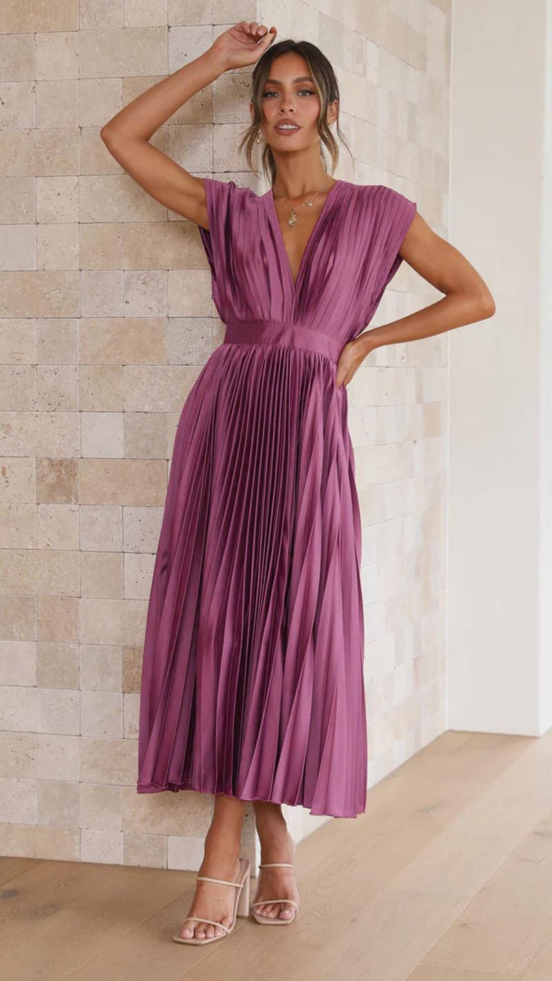 Summer V-neck Pleated Dress INS Fashion Casual Loose Zip Sleeveless Dresses For Women Clothing 15