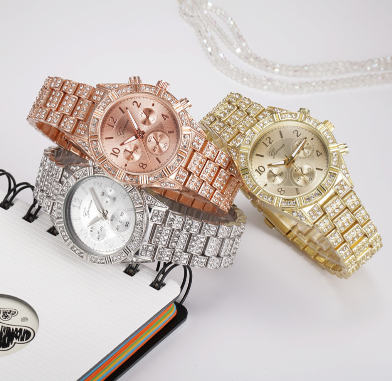Women Crystal Quartz Analog Wrist Watch Fashion Stainless Steel Geneva Luxury Reloj Hombre Montre Femme Sport Watches 2
