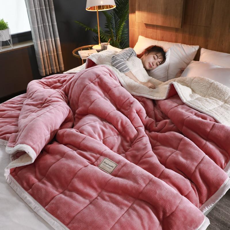 Fleece Blankets And Throws Thick Warm Winter Blankets Home Super Soft Duvet Luxury Solid Blankets On Twin Bedding 3