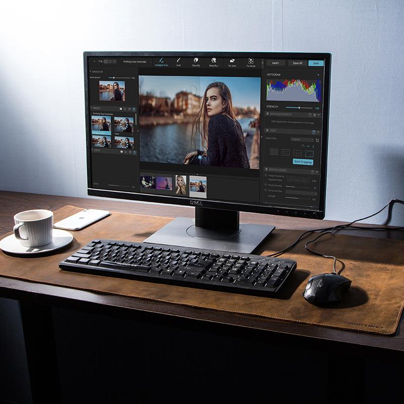 Extra large non-slip desktop computer desk leather pad 2
