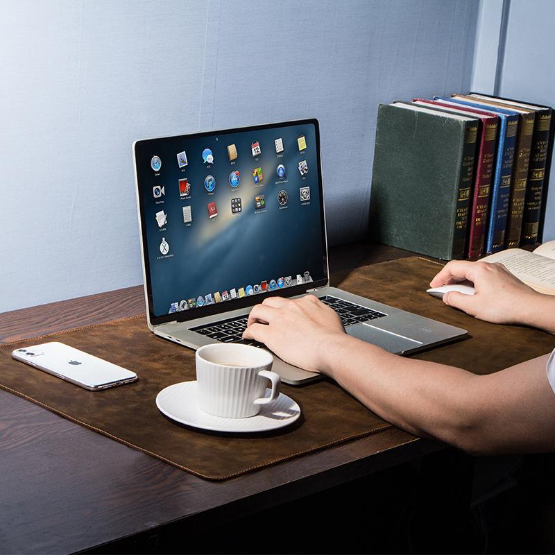 Extra large non-slip desktop computer desk leather pad 1