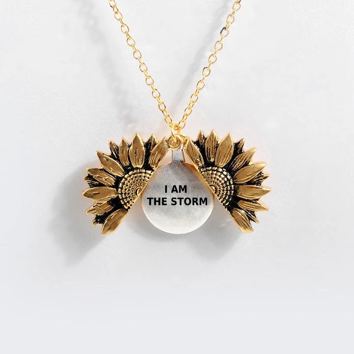 Sunflower Double-layer Lettering Necklace 38