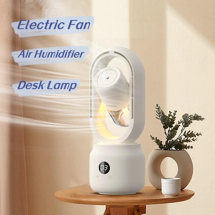 Summer Water Cooled Spray Mist Electric Fan USB Rechargeable Portable Wireless Air Humidifier Bladeless Ventilator Table Fan 1