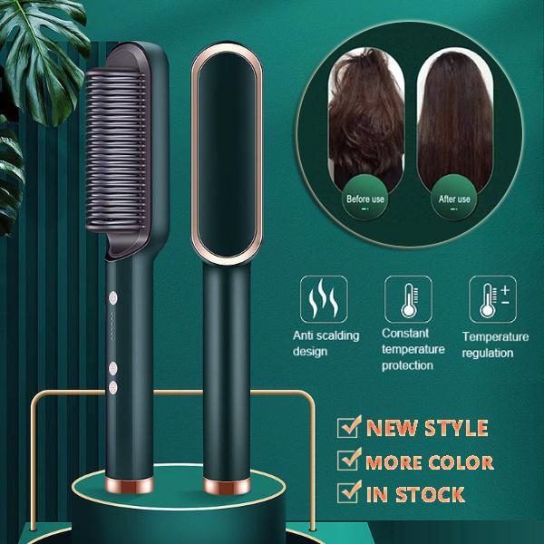 New 2 In 1 Hair Straightener Hot Comb Negative Ion Curling Tong Dual-purpose Electric Hair Brush 1