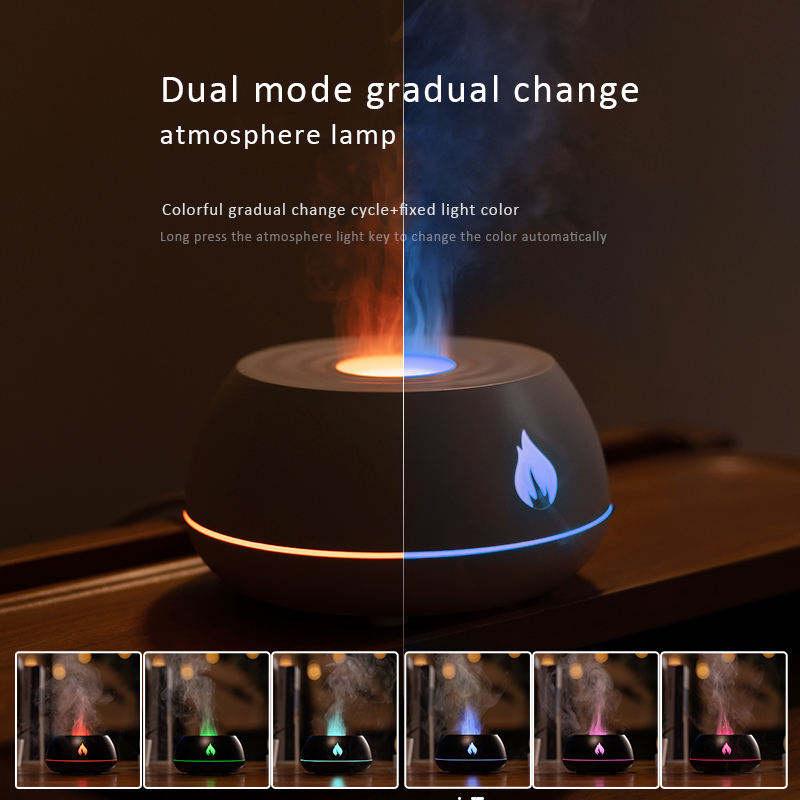 Flame Humidifier Aromatherapy Diffuser 7 Colors Light Home Air Humidifier 130ML USB Room Fragrance Essential Oil Diffuser 2