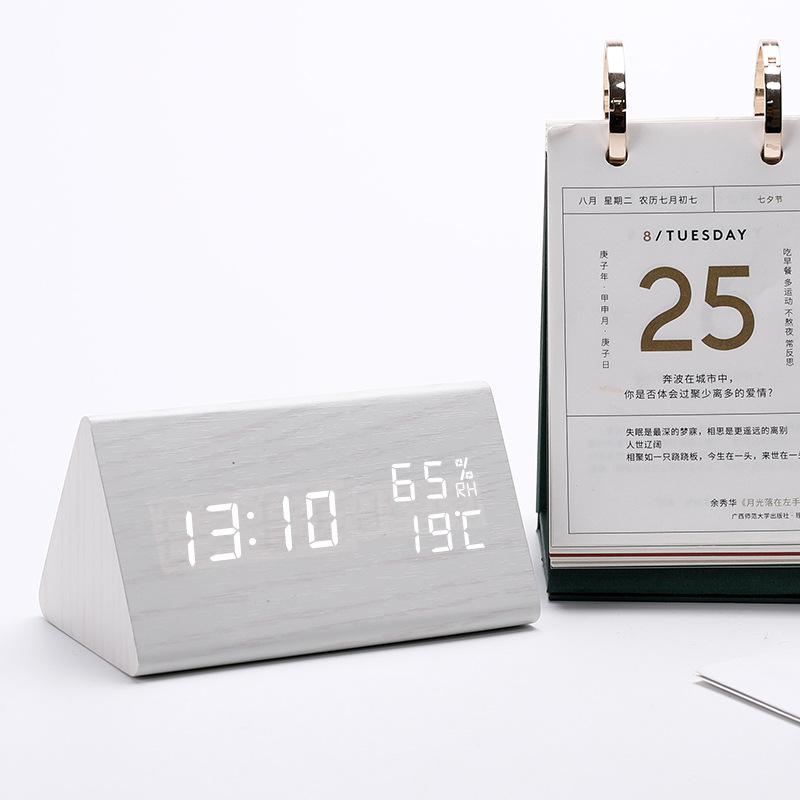 Creative Triangle LED Wooden Alarm Clock 1