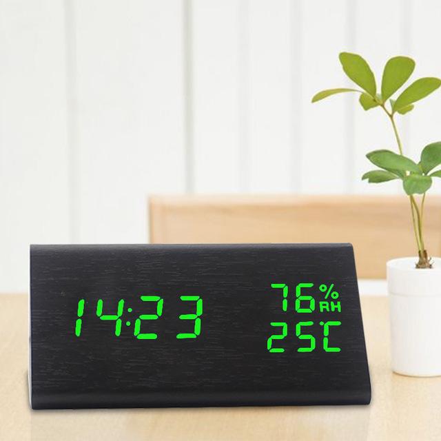 Creative Triangle LED Wooden Alarm Clock 2