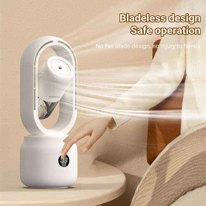 Summer Water Cooled Spray Mist Electric Fan USB Rechargeable Portable Wireless Air Humidifier Bladeless Ventilator Table Fan 2