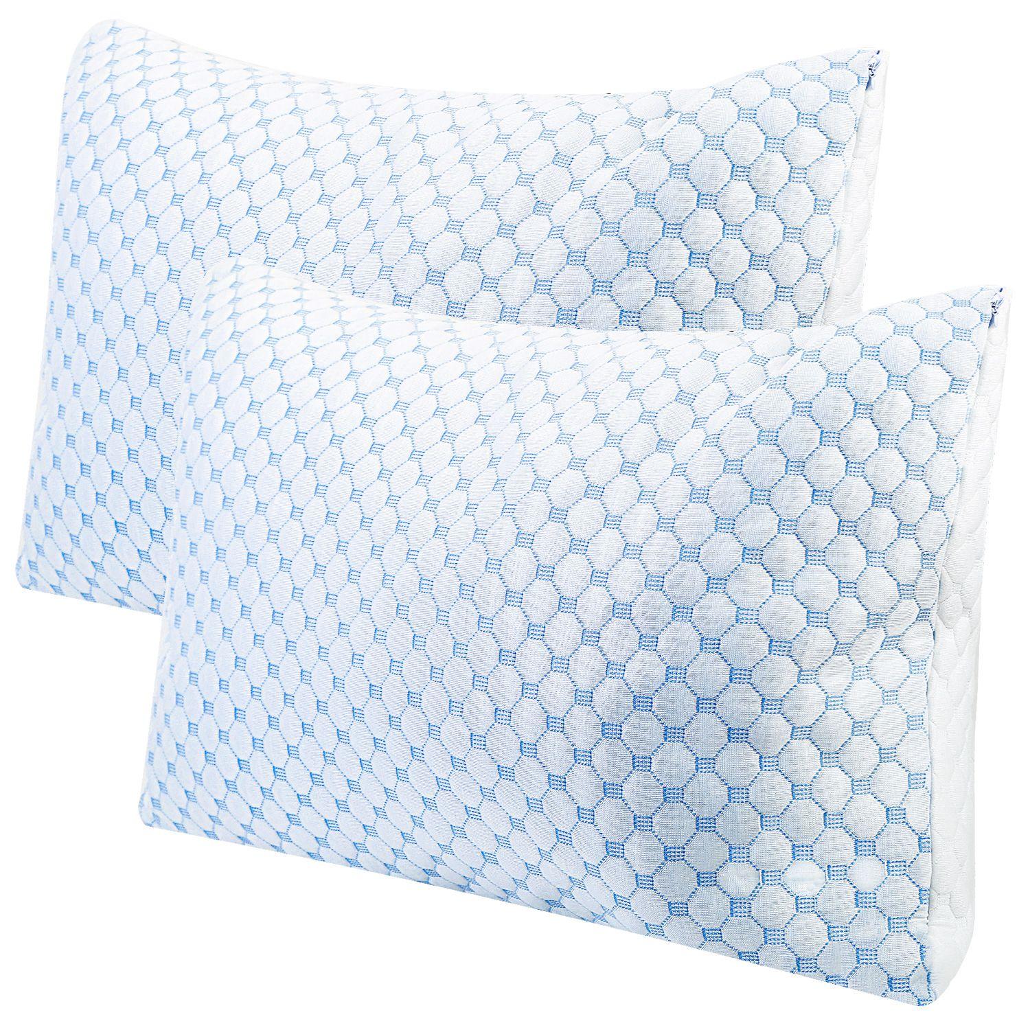 2Pcs Or 1Pc Cooling Memory Foam Pillow Ventilated Soft Bed Pillow With Cooling Gel Infused Memory Foam Machine Washable 23