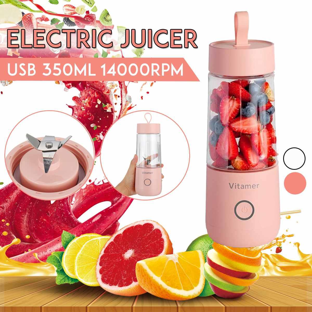350ml Portable Blender Juicer Electric USB Rechargeable Mixer Smoothie Slushy Cup Juice Blender Bottle USB Charging Kitchen Gadgets 1