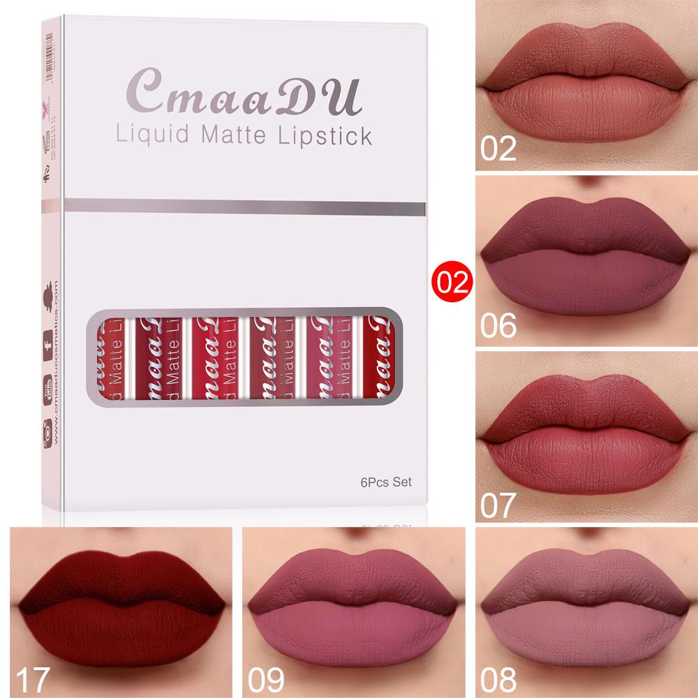 6 Boxes Of Matte Non-stick Cup Waterproof Lipstick Long Lasting Lip Gloss 7
