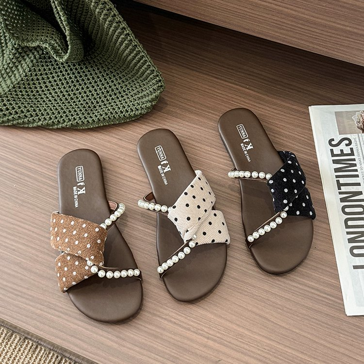 2026 New Arrival Luxury Flat Slippers For Women, Fairy Style One-Strap Slide Sandals, Dress Matching Beach Casual Summer Slides 1