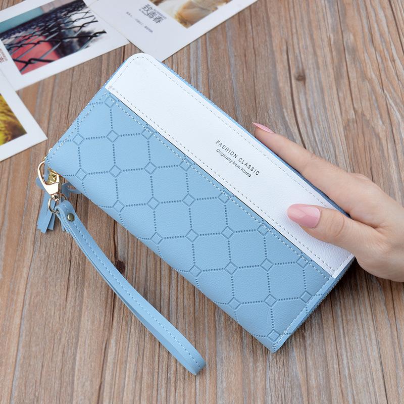 Ladies In Hand Long Zipper Tassel Stitching Embossed Large-capacity Wallet 9