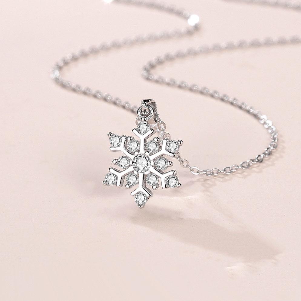Fashion Sterling Silver Snowflake Flash Diamond Clavicle Chain 2