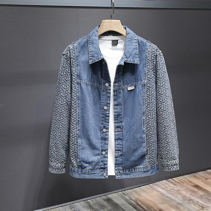 Patchwork Denim Jacket Mens Casual Top 5