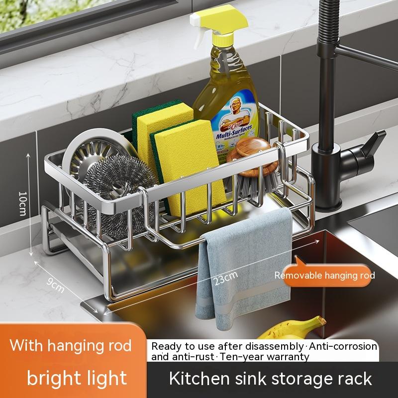 Rag Rack Kitchen Shelf Sink Drainage Basket Sub-table Multi-functional 12