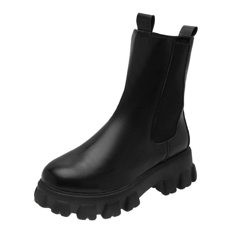 British Style Mid Calf Boots for Women - Autumn Winter Thick Sole Chunky Heel Ankle Boots 5