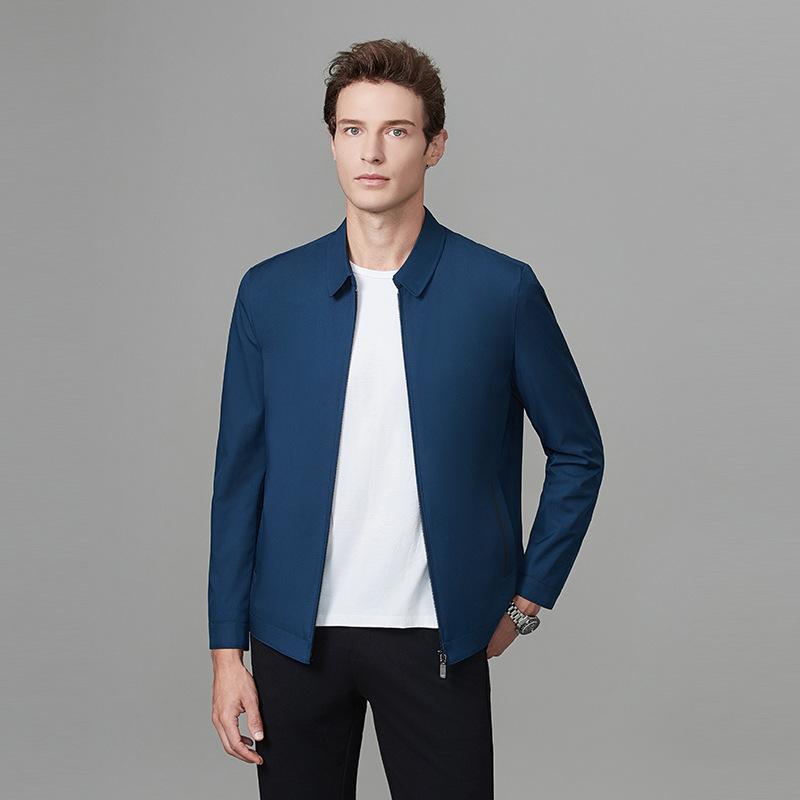 Mens Executive Jacket Notched Lapel Relaxed Fit Thin Style For Middle-aged Men 3