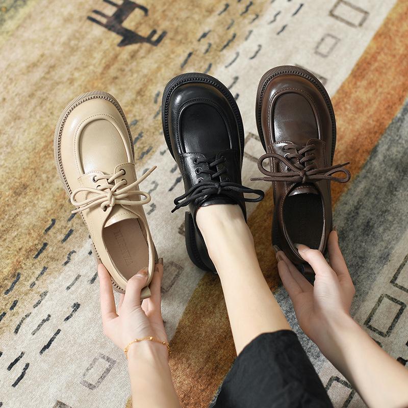 Versatile Soft-soled British-style Lace-up Leather Shoes For Women 1