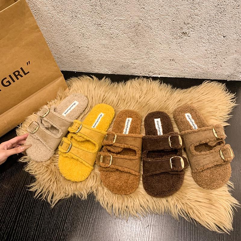 Flat Soled Lambswool Birkie Slippers For Women 1