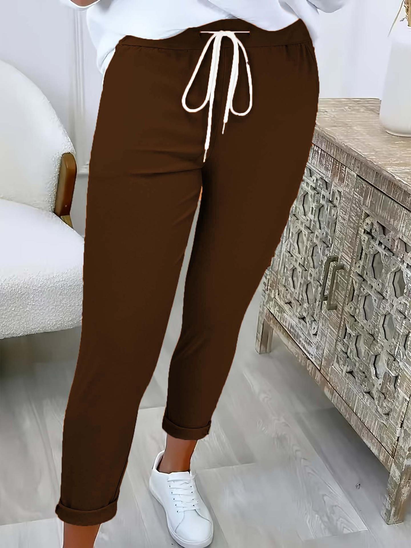 Womens Ankle-cuffed Solid-color Versatile Chic Casual Trousers 11