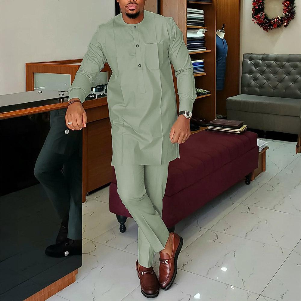 Mens Casual Set Printed Shirt And Pants 3