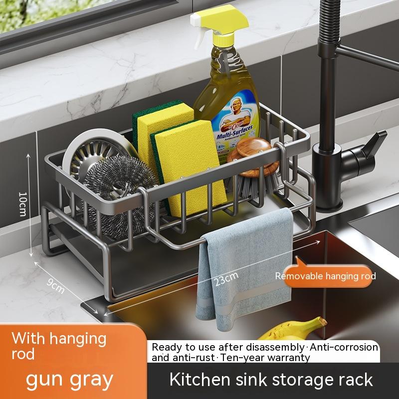 Rag Rack Kitchen Shelf Sink Drainage Basket Sub-table Multi-functional 9