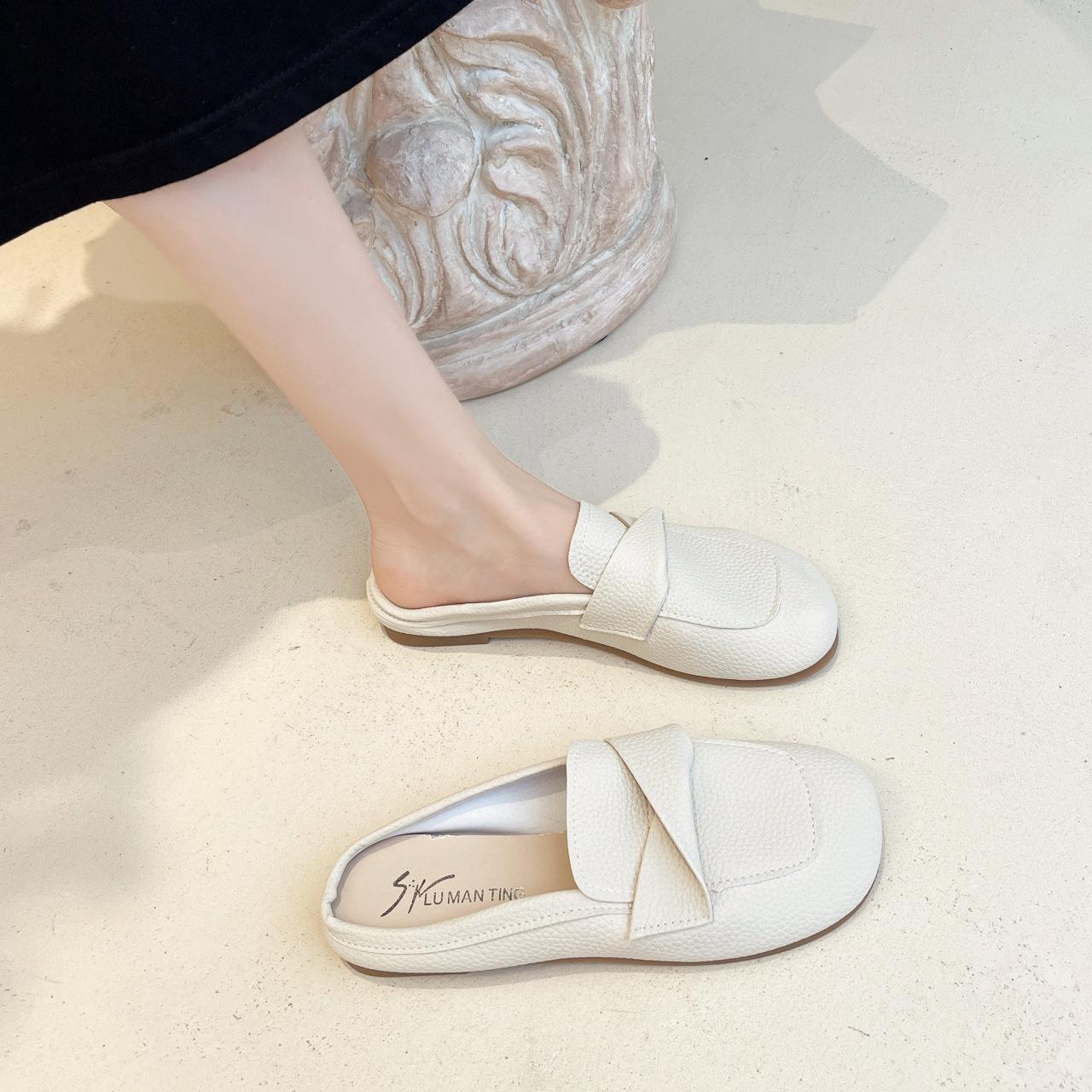 Closed Toe Loafers Half Slippers Women Soft Bottom Heel Grandma Shoes Sandals Women 2