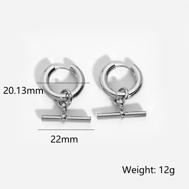 Fashion Simple Style T-shaped Pendant Titanium Steel 18K Gold Plating Basic Chain Necklace 10