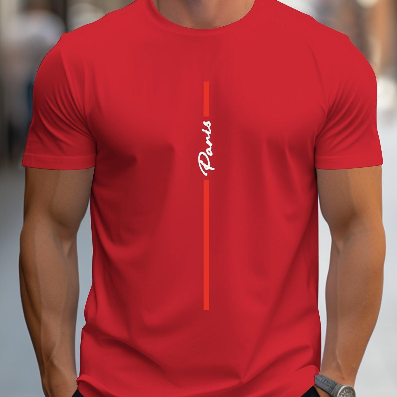 Men's Fashion Handwritten Paris Print Shoulder T-Shirt 8