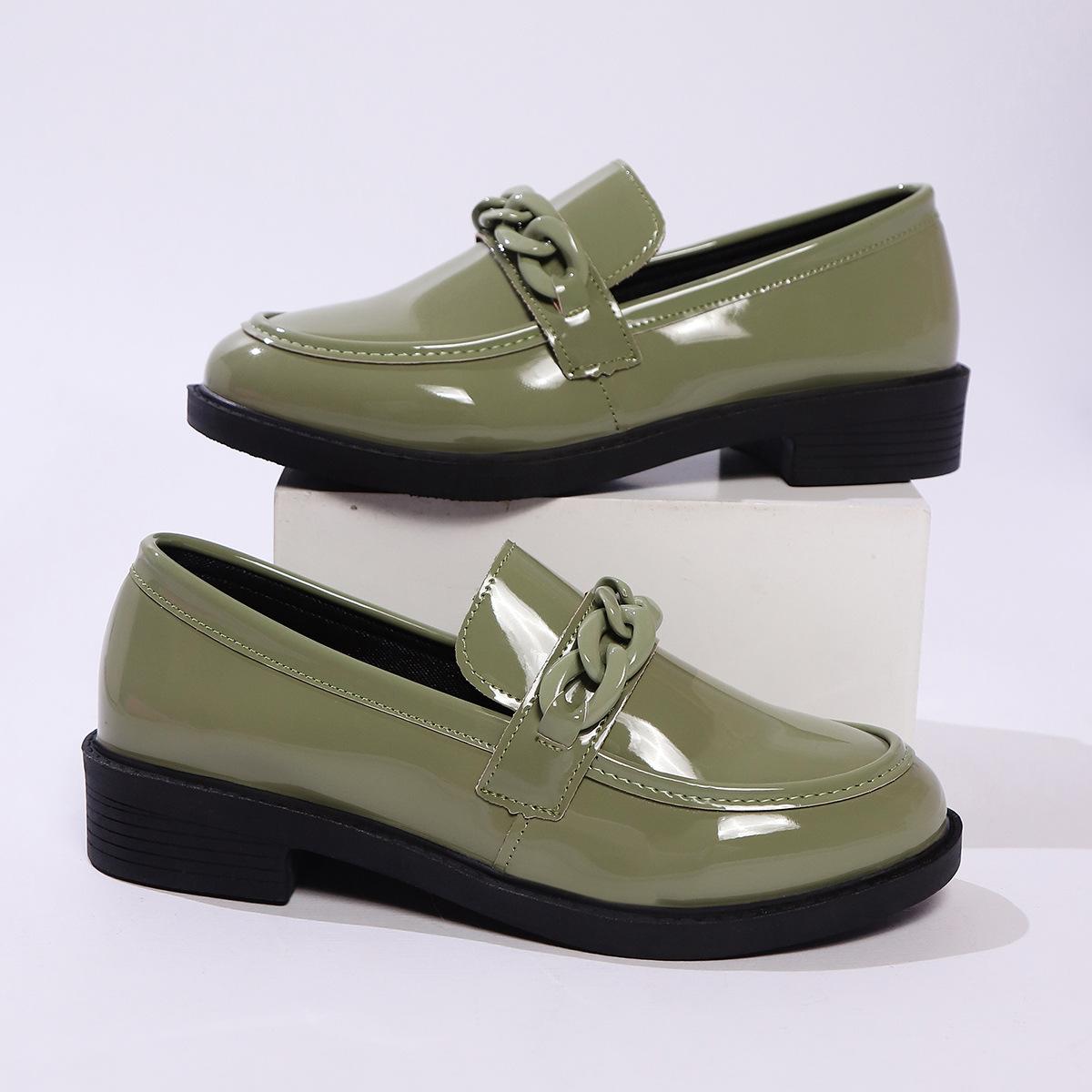 Thick Bottom Low Heel Leather Shoes Women 7