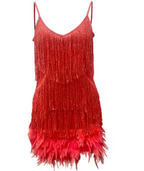 Sexy Tassel Sequins Feather Summer Mini Dress Women V Neck Spaghetti Strap Stitching Dresses Female Elegant Evening Party Club Dress 11