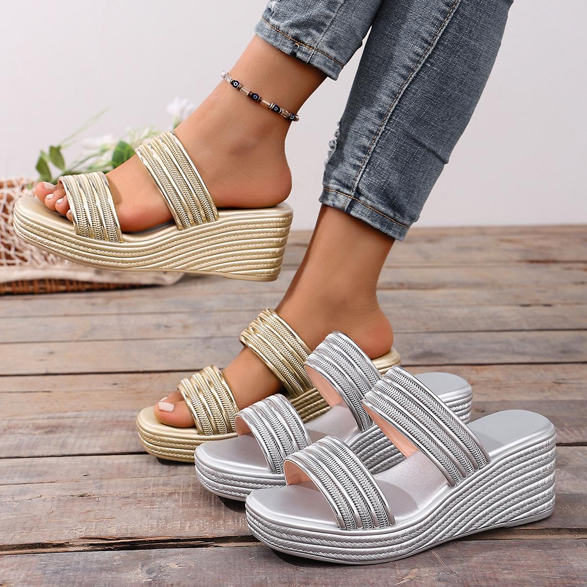Flat Strappy Casual Silver Beach Sandals 1