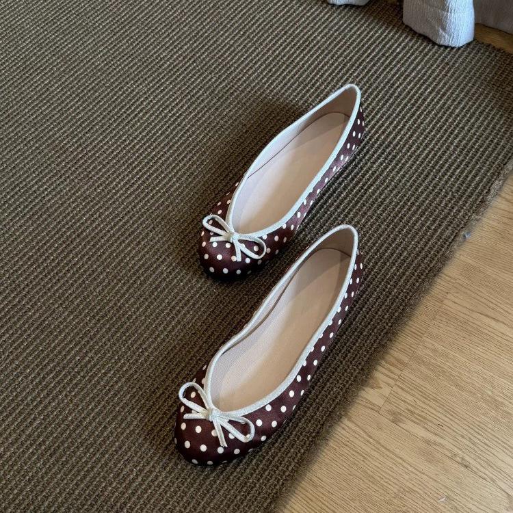 Polka-Dot Bowtie Flat Shoes For Women 7