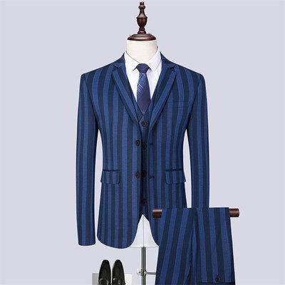 Mens Fashionable And Versatile Striped Three-piece Suit 9