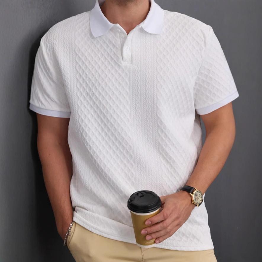 Mens Casual Jacquard Short-sleeve Polo T-shirt 2