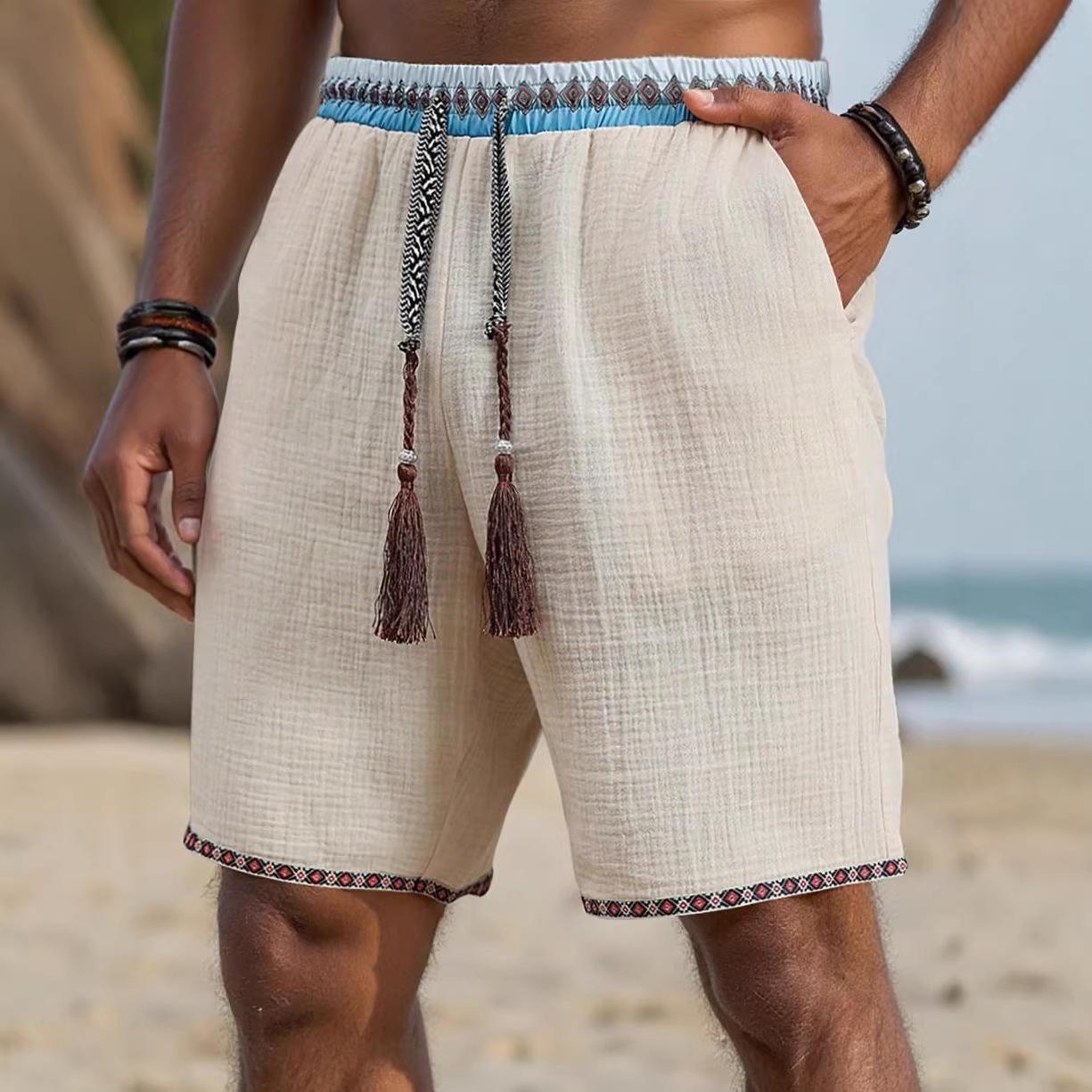 Loose-fitting Breathable Beach Pants With A Trendy Ethnic-style Drawstring Design 1