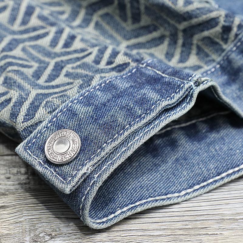 Patchwork Denim Jacket Mens Casual Top 3
