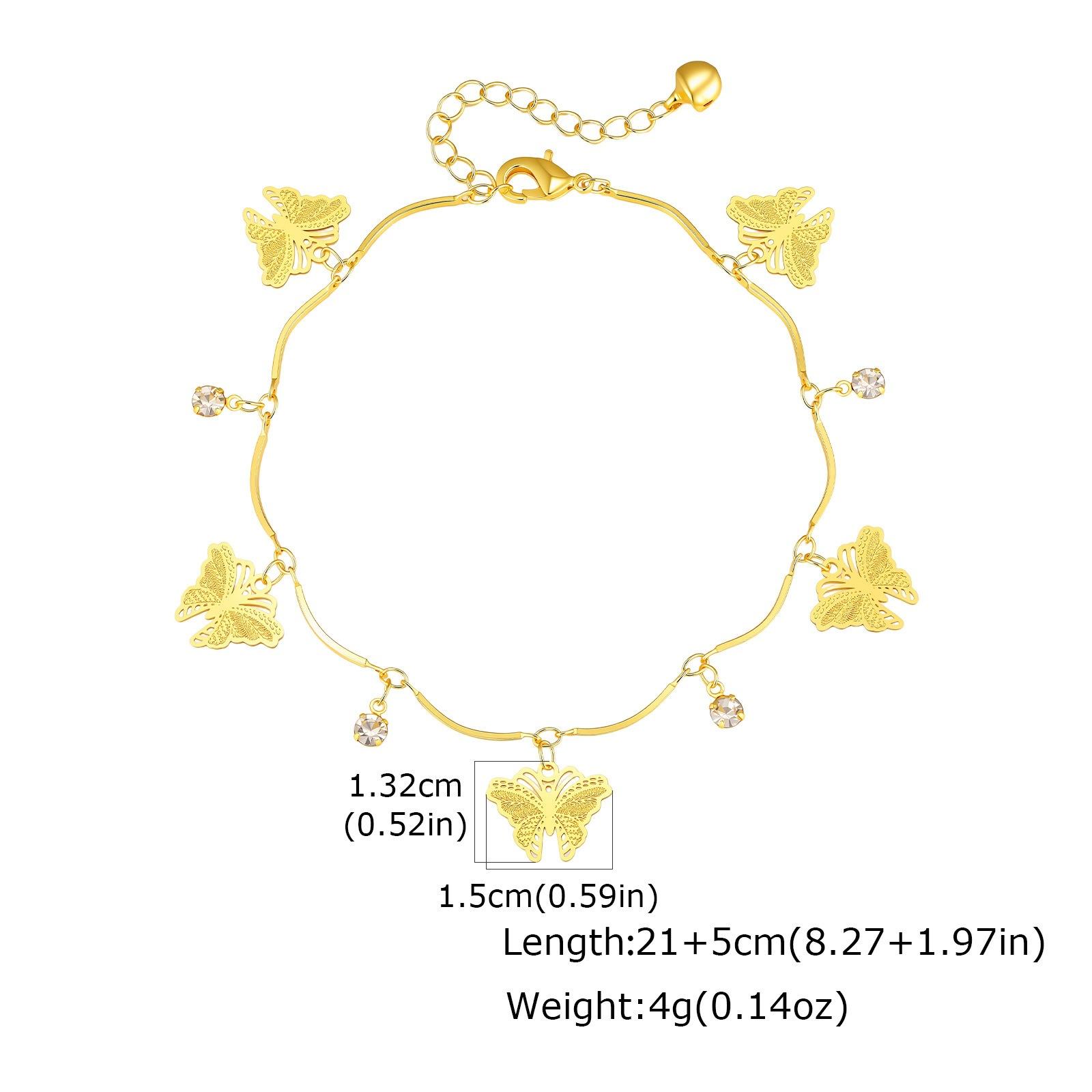 Resort-style Copper Devil-eye Butterfly Zircon Anklet 9