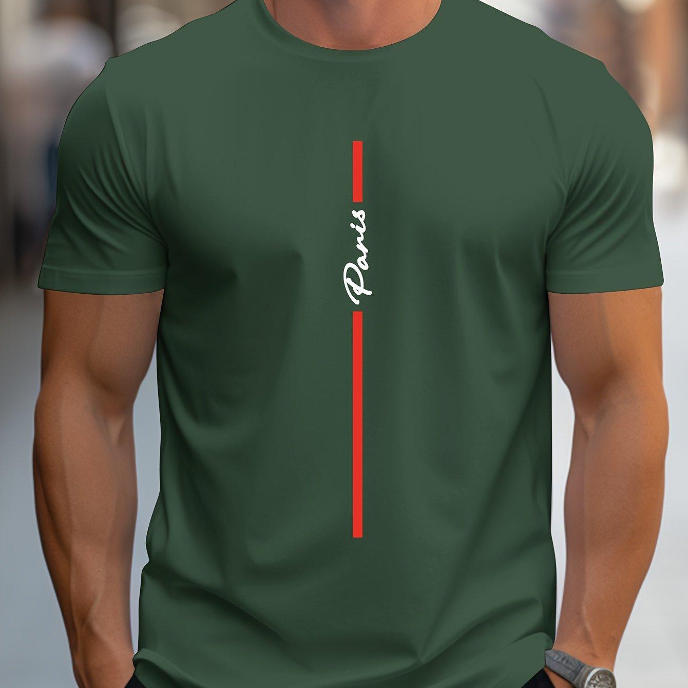 Men's Fashion Handwritten Paris Print Shoulder T-Shirt 5