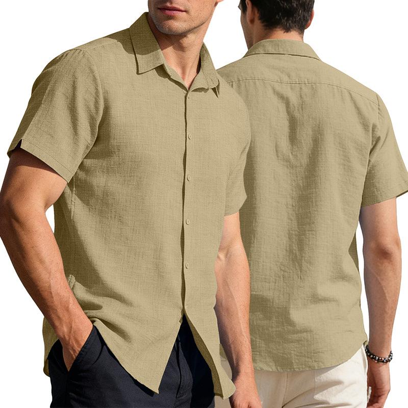 Mens Quick-Dry Short-Sleeve Breathable Solid-Color Lapel Casual Business Shirt 8