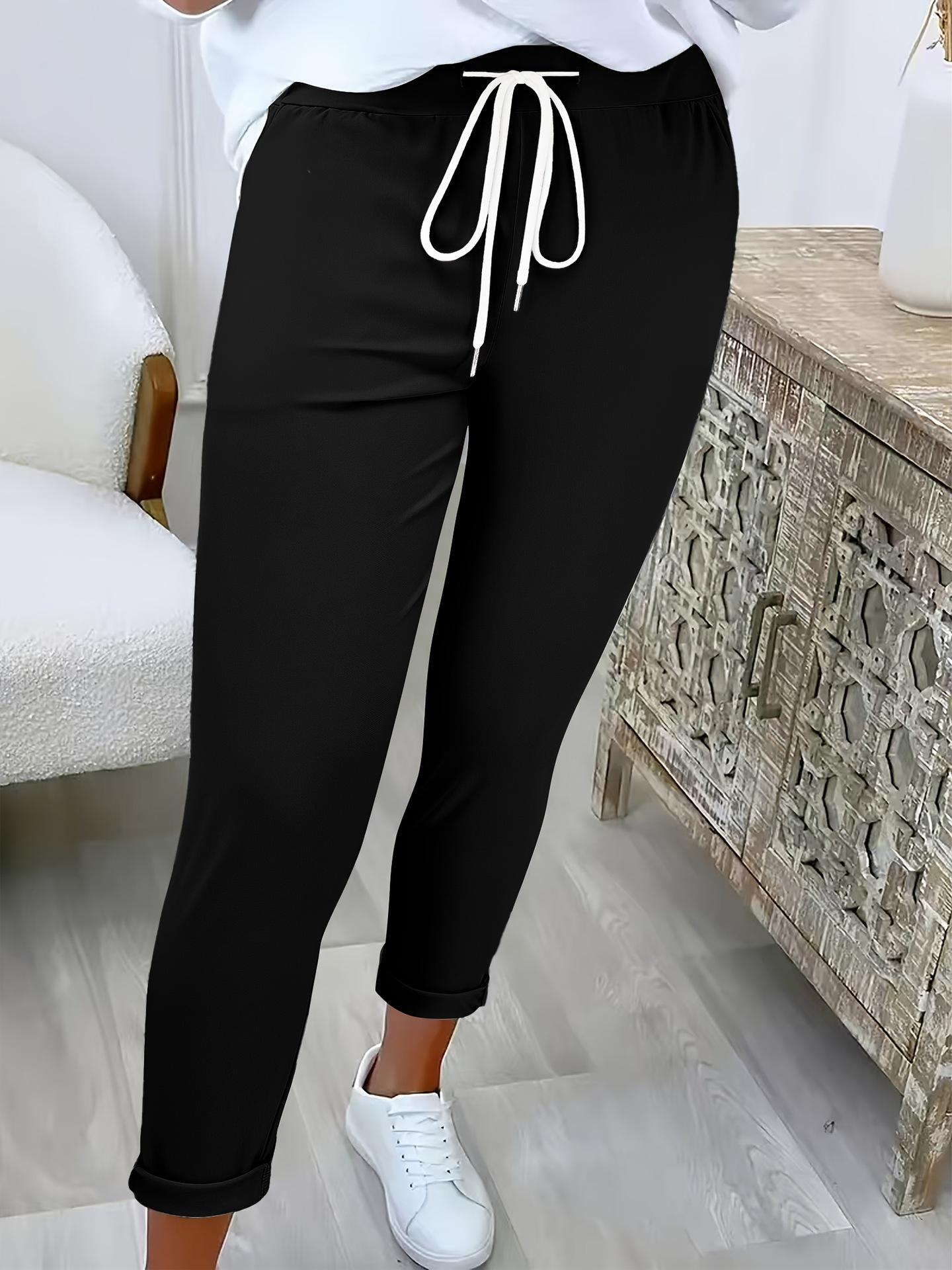 Womens Ankle-cuffed Solid-color Versatile Chic Casual Trousers 7