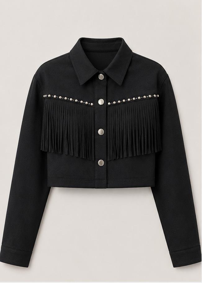Fringe Faux Suede Short Womens Jacket 7