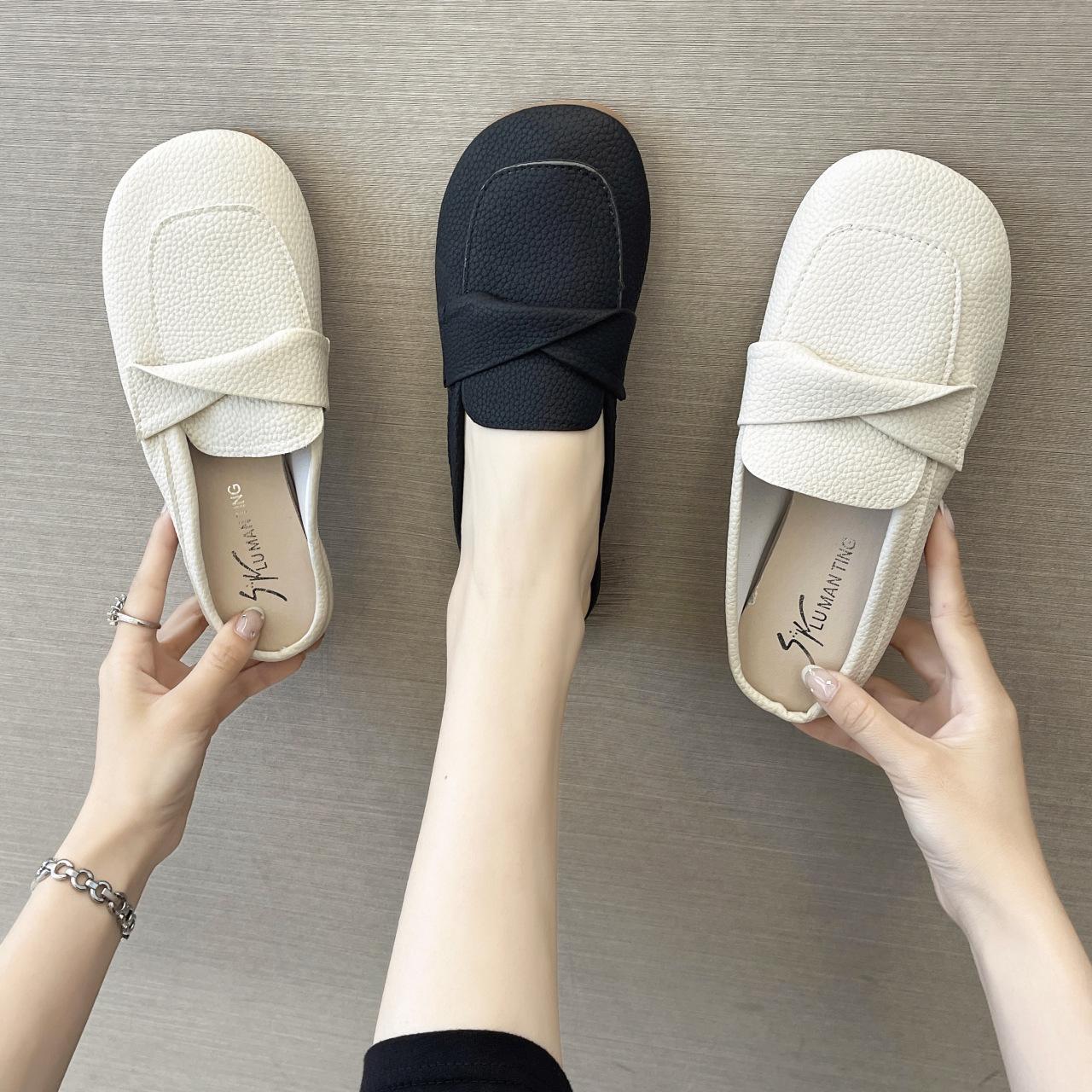 Closed Toe Loafers Half Slippers Women Soft Bottom Heel Grandma Shoes Sandals Women 1
