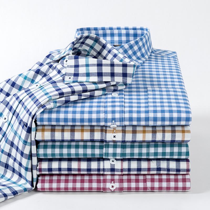 Men's Cotton Plaid Oxford Stripe Shirt 1