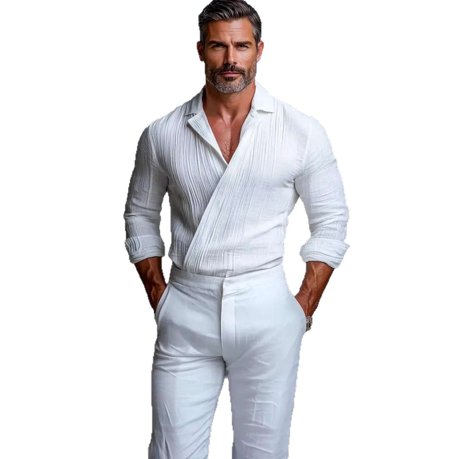 Business-Casual American-Style Long-Sleeve Mens Shirt 5