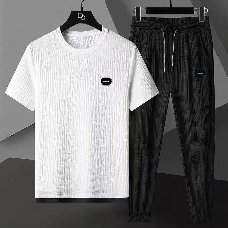 Mens Fashionable Loose-fit Short-sleeve And Long-pants Set 3